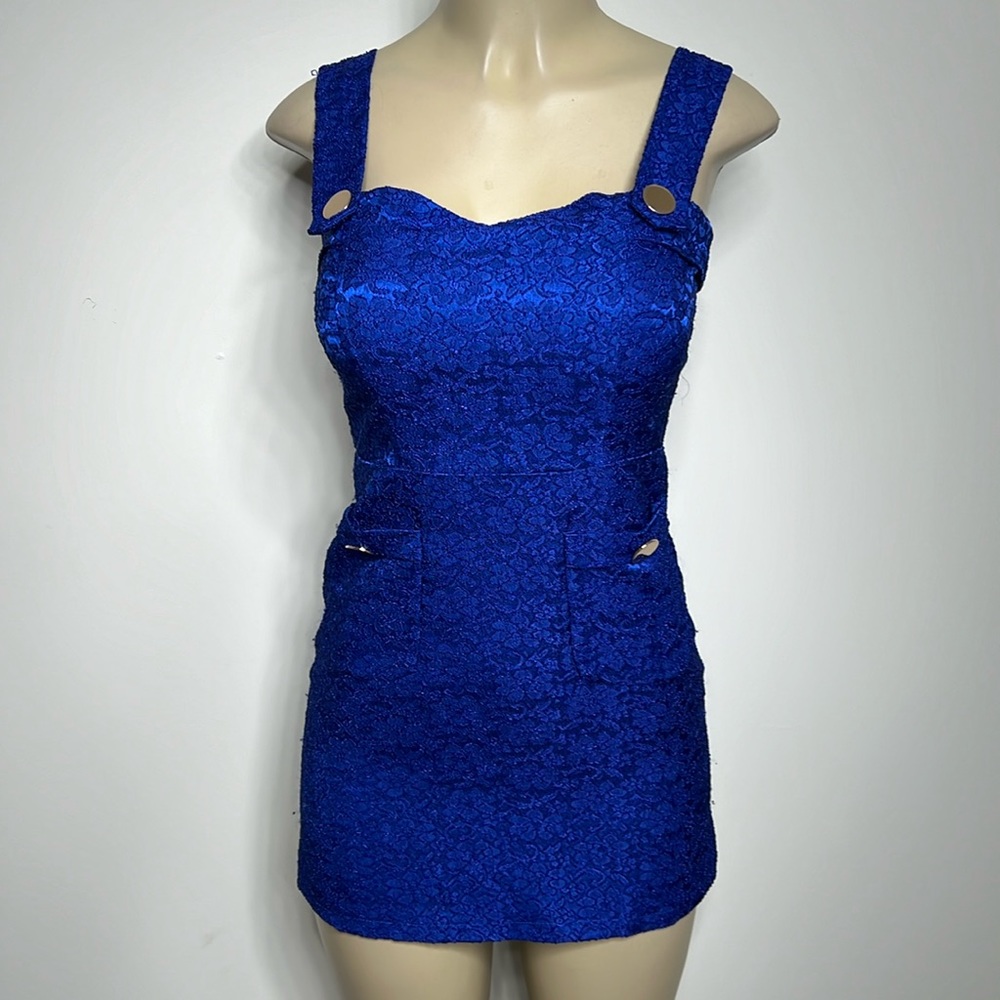 Louvis blue lace mini dress small